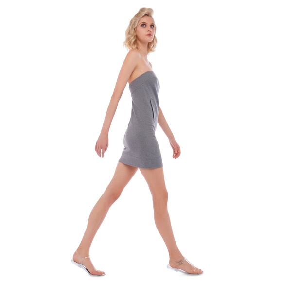 Norma Kamali Gray Strapless Tailored Terry Mini Dress Size Small - Picture 4 of 12